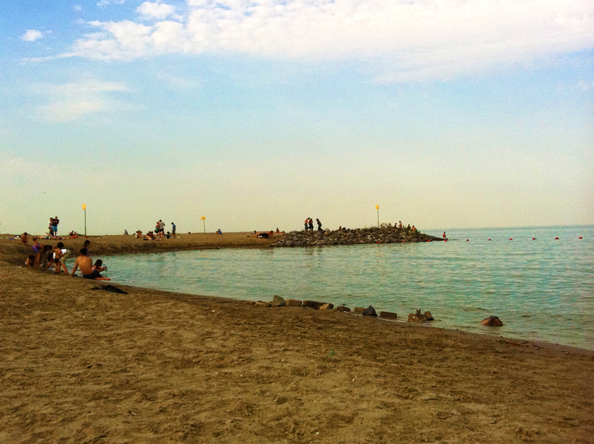 The sandy beach of Strand IJburg on the IJmeer