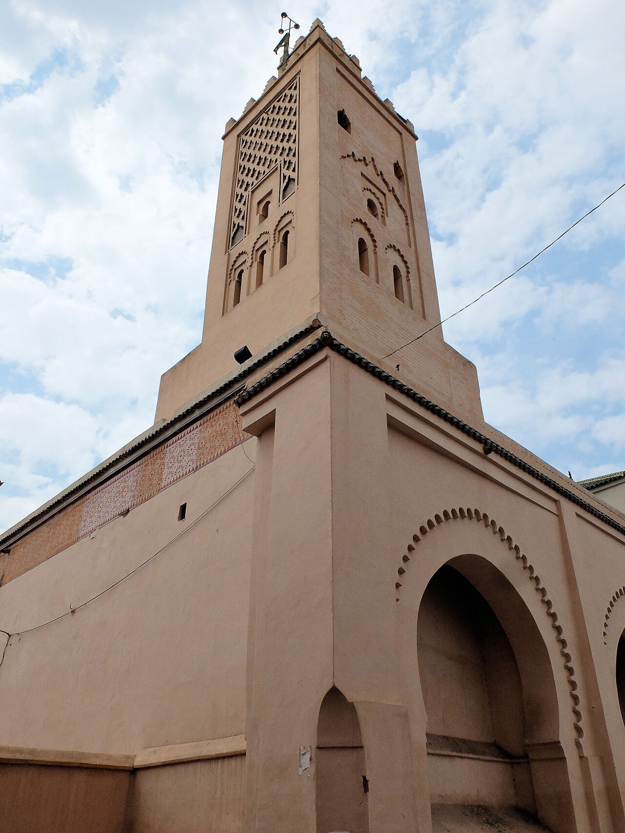 Minaret of the Bab Doukkala Mosque, in the western medina