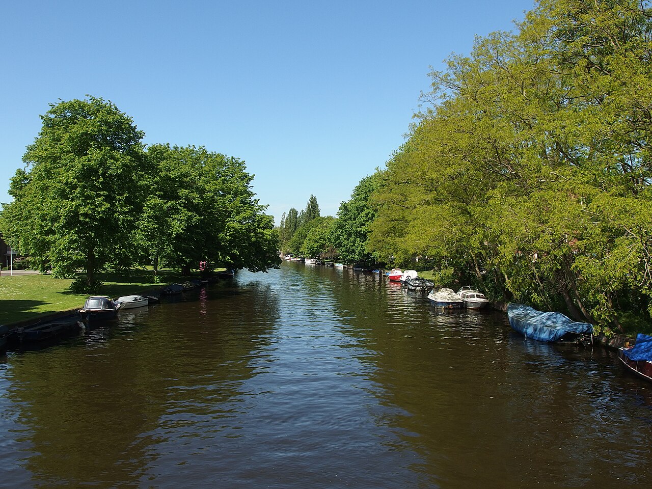Canal bordé d'arbres dans le quartier d'Oud-Zuid
