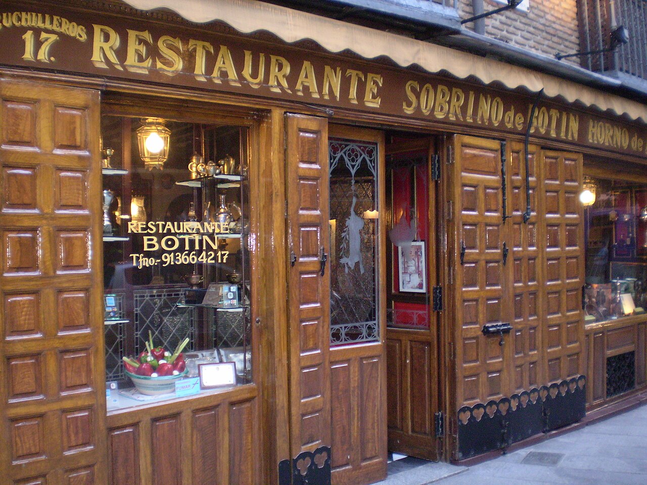 La devanture de Sobrino de Botín, calle de Cuchilleros