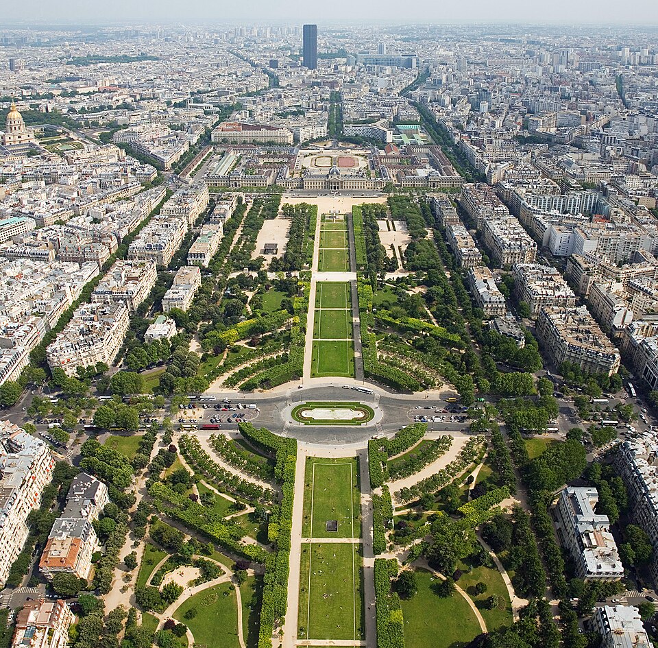The Champ-de-Mars and its lawns seen from the Eiffel Tower
