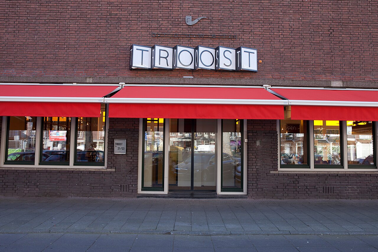 The facade of Brouwerij Troost in De Pijp