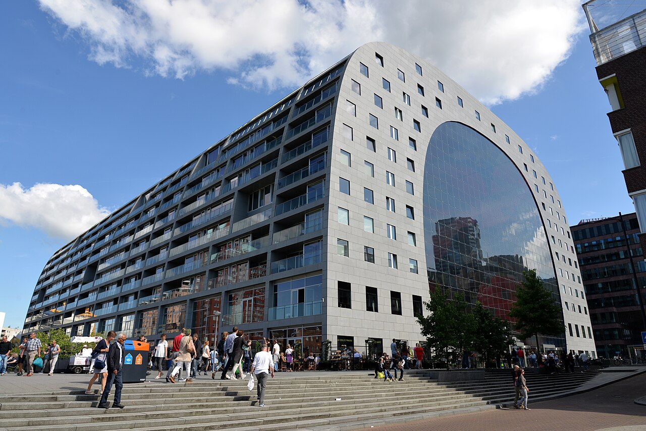 The Markthal in Rotterdam, an arch of apartments around a covered market
