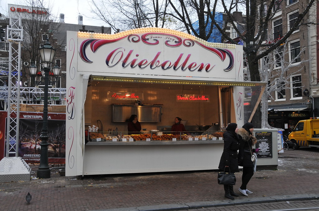 Oliebollen stall on Leidseplein in December