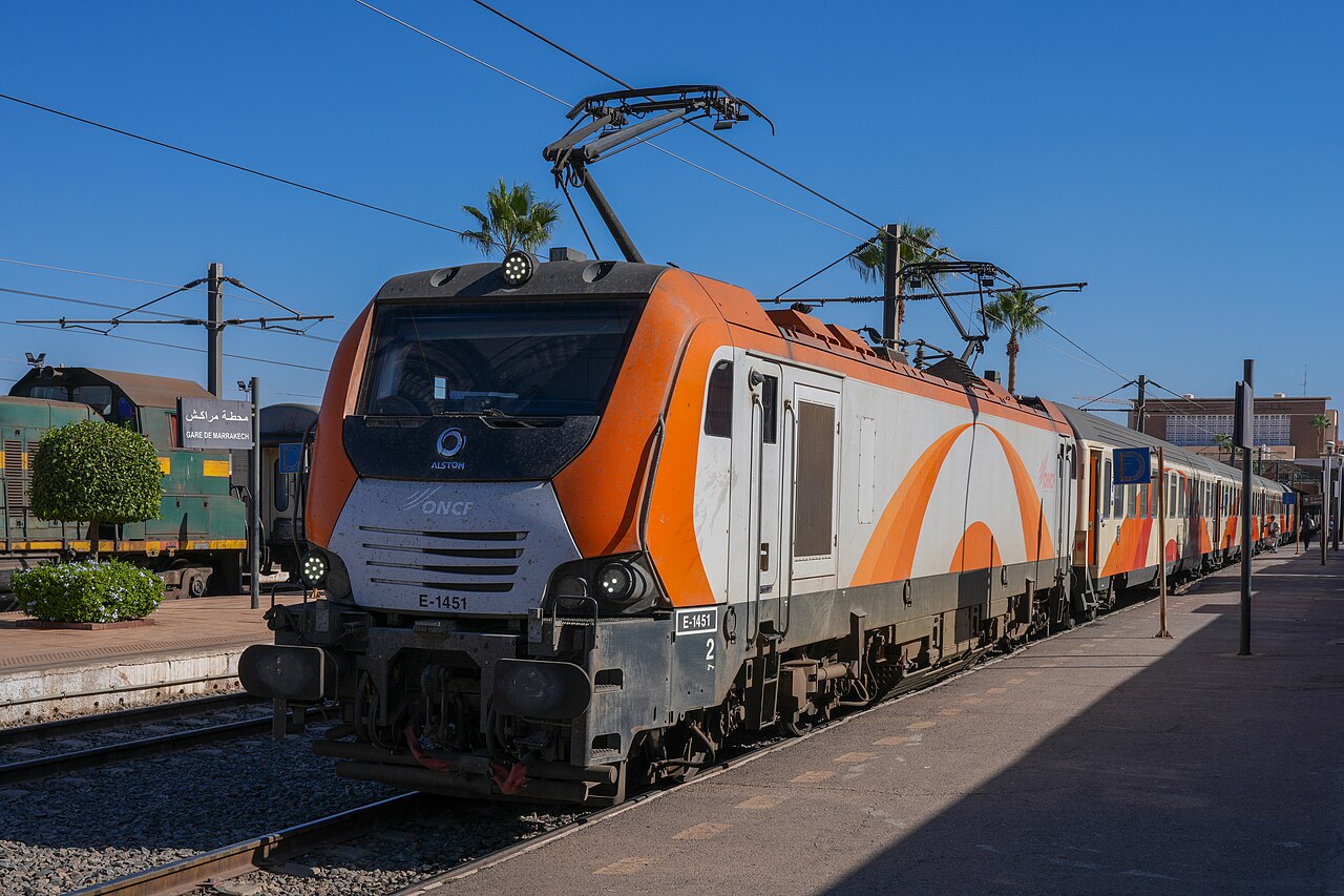 ONCF train at the platform in Marrakech station