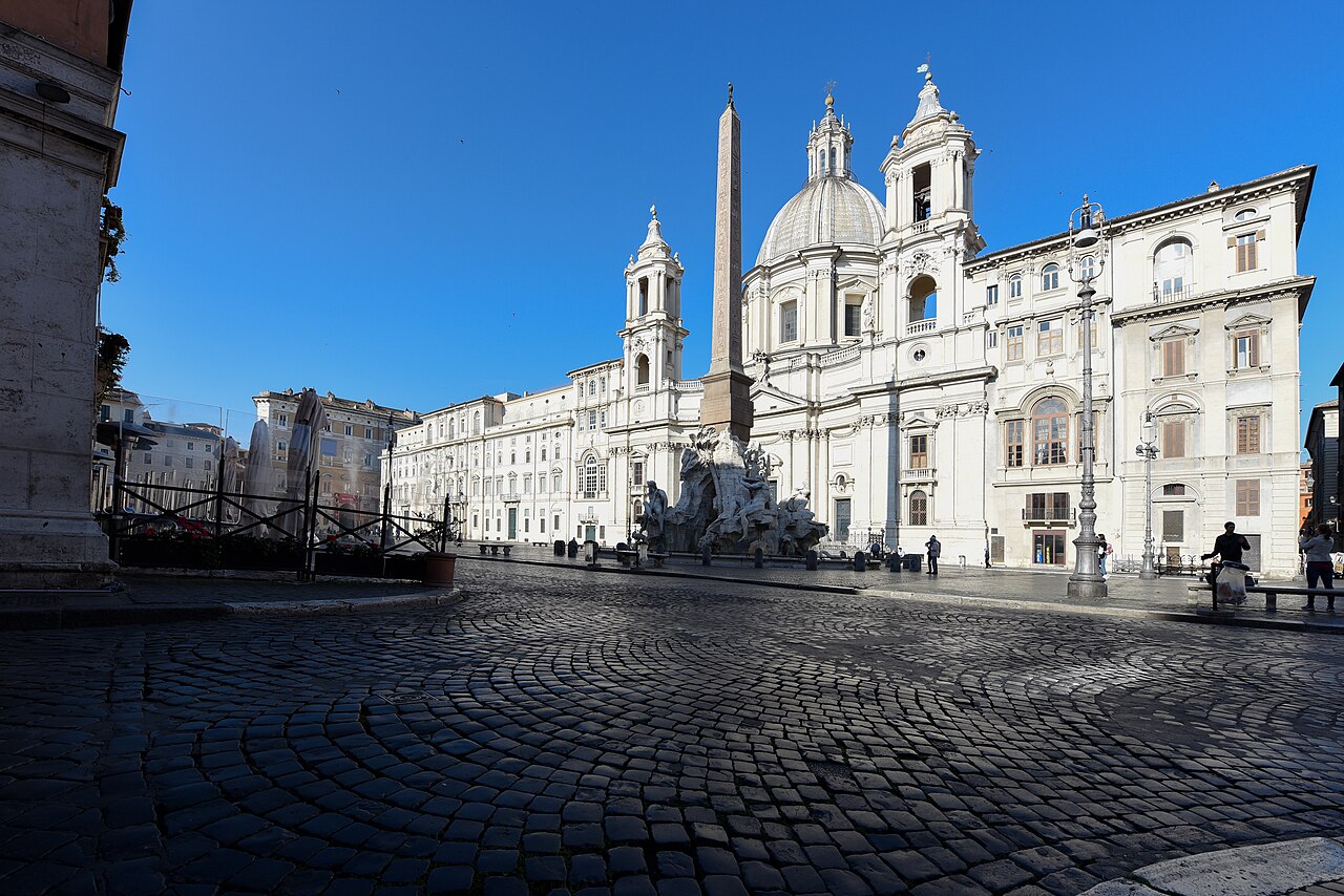 La place Navone, la fontaine des Quatre-Fleuves et l'église Sainte-Agnès