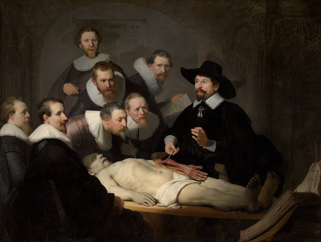 De anatomische les van Dr. Nicolaes Tulp, door Rembrandt geschilderd in 1632
