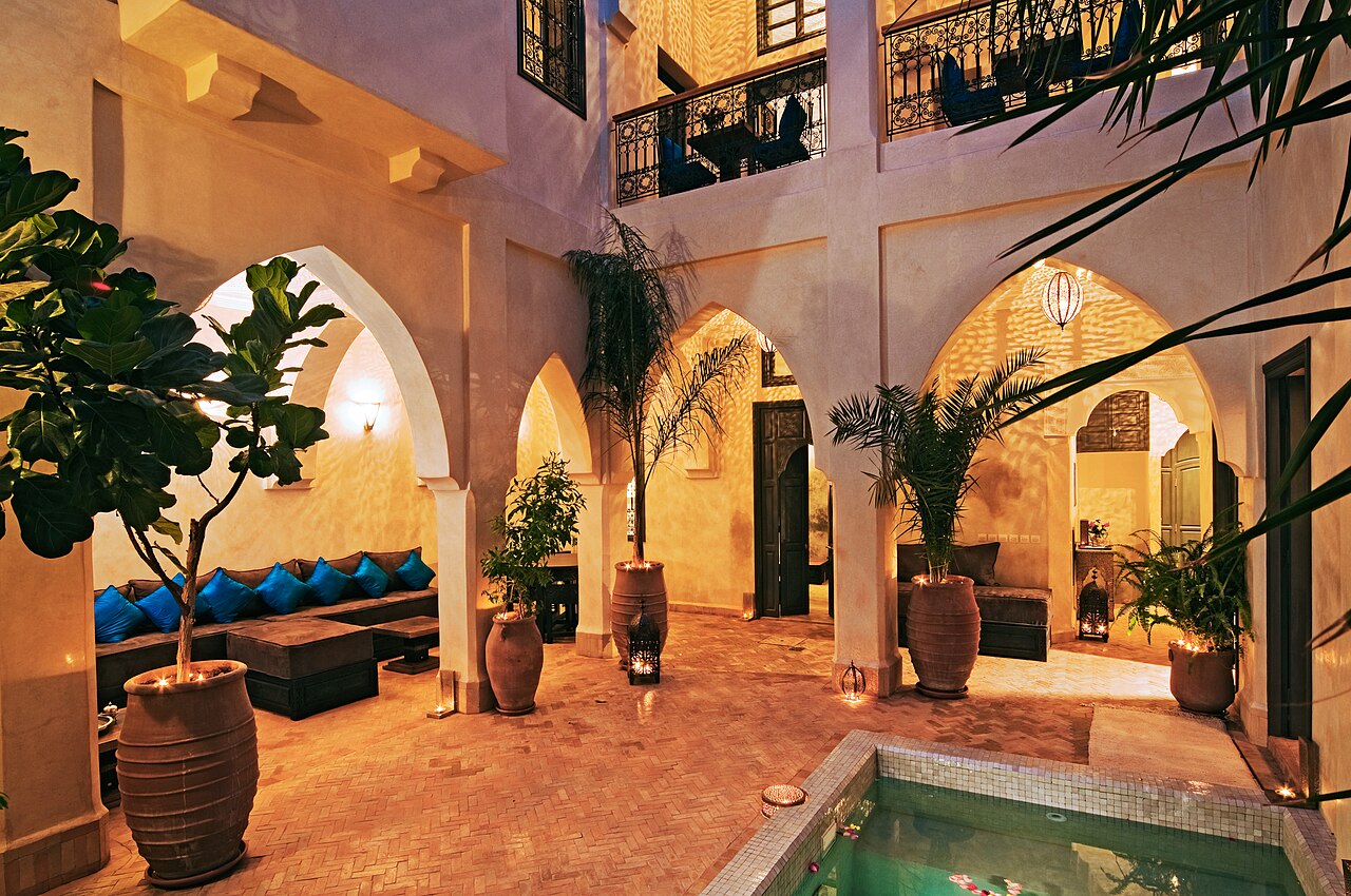 Patio d'un riad de la médina de Marrakech
